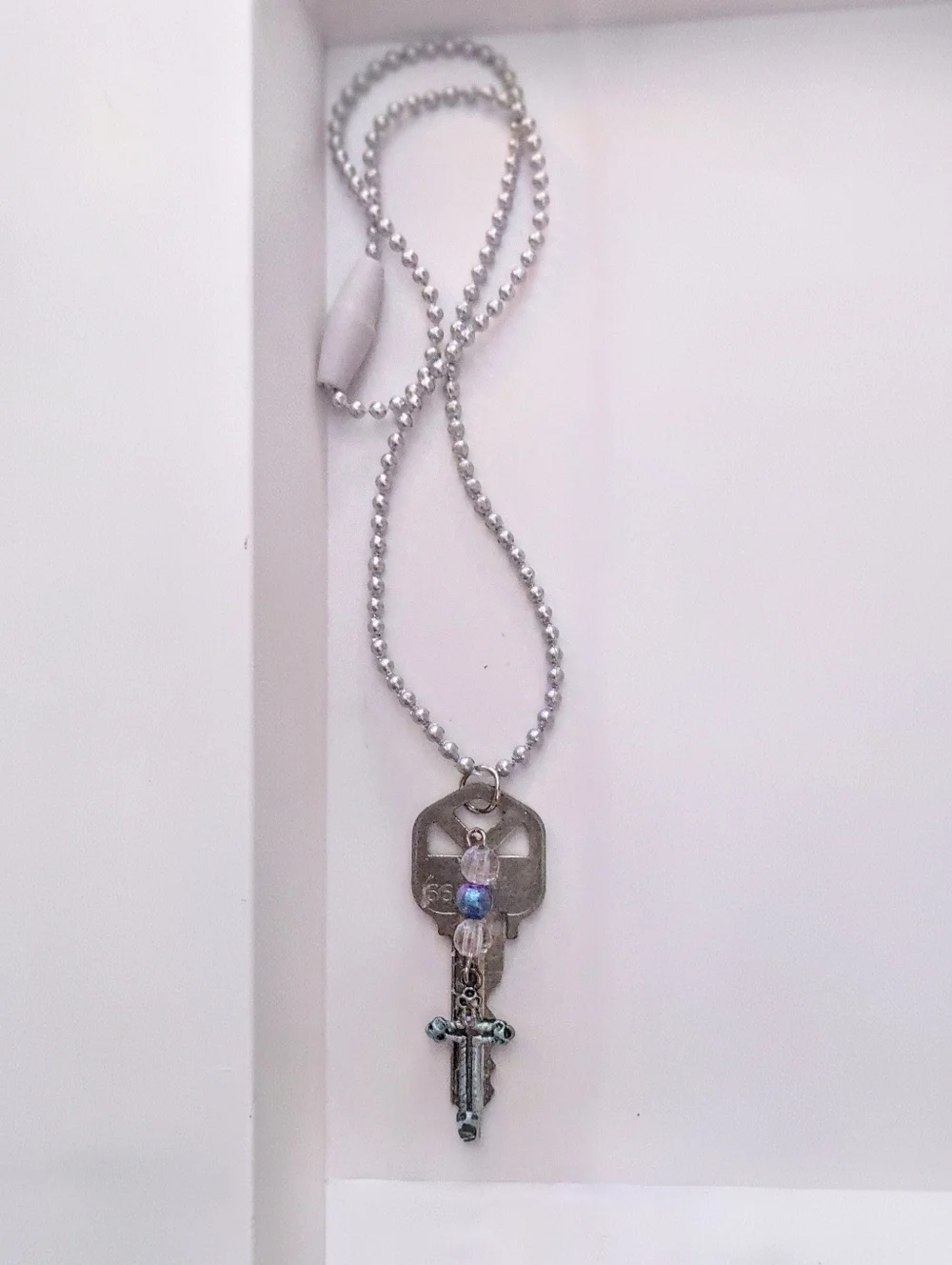 Kid's Key Necklace with Beads & Cross Embellishments - Picture 3 of 13